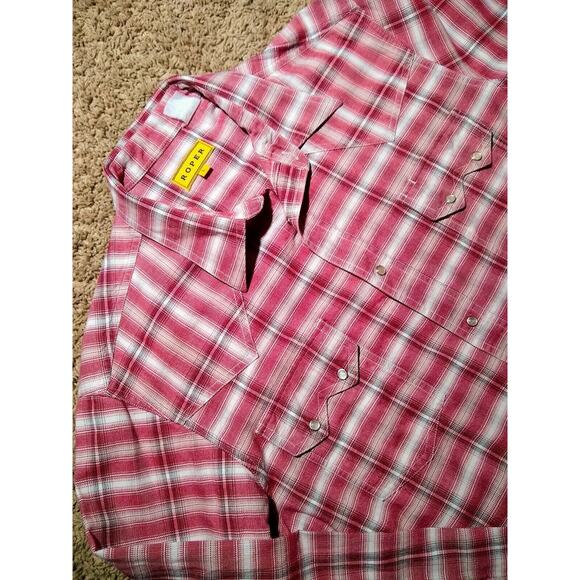 Roper Men's Western Heavywight Shirt Size L Long Sleeve Pearl Snaps - EUC - Picture 4 of 4
